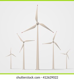 Green renewable energy concept. Wind generator turbines.