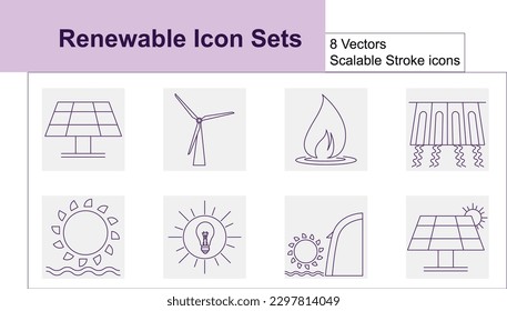 Green or Renewable Energy Icon Set 