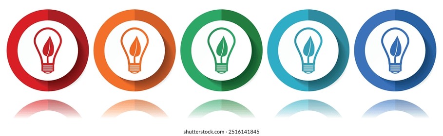 Green, renewable energy vector icons, flat icon set for logo design, webdesign and mobile applications, colorful web button collection in eps 10