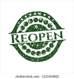 Green Reopen grunge stamp