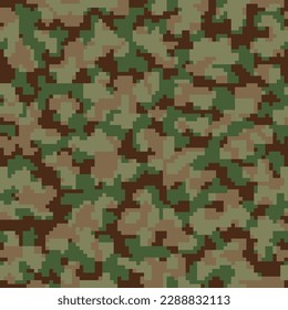 Green Repeated Fashion Digital Soldier Pattern. Seamless Brown Graphic Geometric Military Texture.  Dark Seamless Monochrome Vector Camouflage Textile. Beige Graphic Commando Print. 
