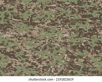 Green Repeated Graphic Vector Commando Pattern. Seamless Beige Fashion Graphic Military Texture.  Desert Repeated Color Vector Army Background. Seamless Brown Graphic Soldier Wallpaper. 