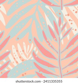 Green Repeated Tropical Simple Tree Lines Texture. Brown Seamless Nature Bloom Beach Decor Background. Light Camouflage Abstract Palm Flower Wallpaper.