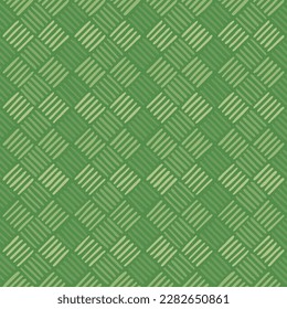 green repetitive background with hand drawn striped squares. geometric illustration. vector seamless pattern. fabric swatch. wrapping paper. design template for textile, linen, home decor