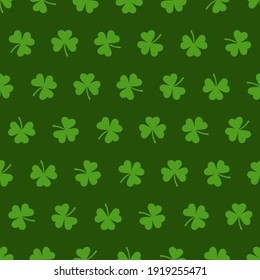 green repetitive background with shamrock shapes. vector seamless pattern. saint patrick's day. fabric swatch. wrapping paper. continuous print. design element for textile, banner, apparel, home decor