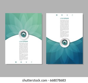 Green report brochure flyer design template vector. Abstract background. 