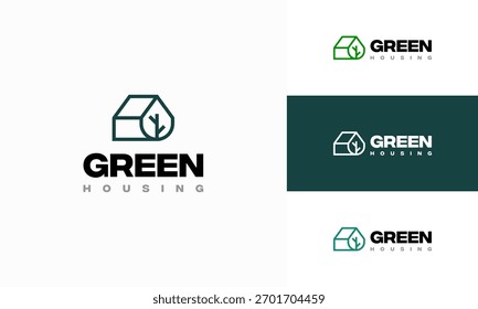 Vector de concepto de diseños de logotipos de Green Residence, Vector de concepto de diseños de logotipos de Green House, icono de símbolo de diseños de logotipos de Eco Real Estate
