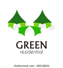 Green residential Living house of roof abstract vector and logo design or template real estate business icon of company identity symbol concept
