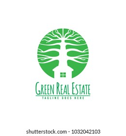 green resl estate logo template with flat design style