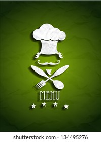 Green Restaurant Menu With Chef Symbol Eps10