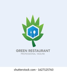 green restaurant vector logo design template