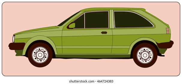 Green retro car