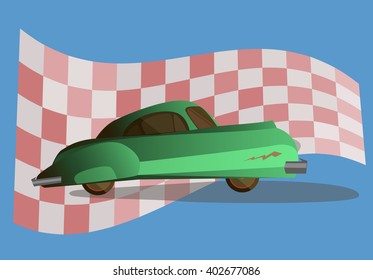 Green retro car. EPS10 vector illustration.