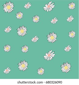 green retro chamomile background,vector flowers, florial vector backgrounds/pattern