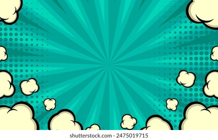 green retro comic background with cloudsgreen retro comic background with clouds