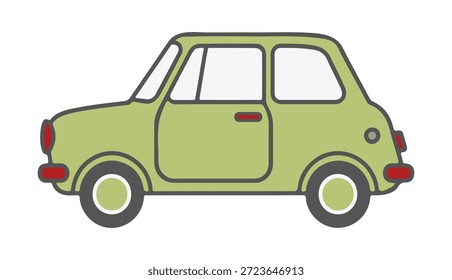 
Ilustración vectorial plana de vista lateral de coche compacto verde