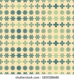 Green retro flower seamless repeat pattern print