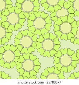green retro flowers seamless background pattern