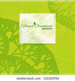 Green retro frame background with abstract tree silhouettes for your web design