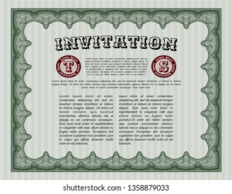 Green Retro invitation. With background. Customizable, Easy to edit and change colors. Superior design. 