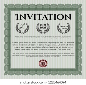 Green Retro invitation. With background. Vector illustration. Superior design. 