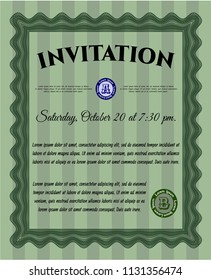 Green Retro invitation. Beauty design. Customizable, Easy to edit and change colors. With background. 