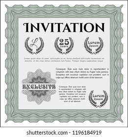 Green Retro invitation. With complex background. Customizable, Easy to edit and change colors. Good design. 