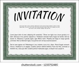 Green Retro invitation. With complex background. Excellent design. Customizable, Easy to edit and change colors. 