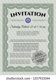 Green Retro invitation. With complex background. Customizable, Easy to edit and change colors. Superior design. 