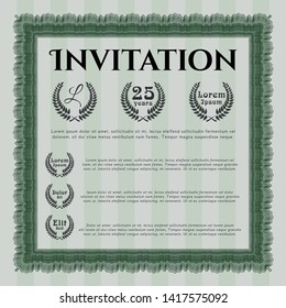 Green Retro invitation. Complex background. Nice design. Detailed. 