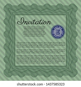 Green Retro invitation. Complex background. Vector illustration. Excellent design. 