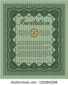 Green Retro invitation. With complex linear background. Customizable, Easy to edit and change colors. Sophisticated design. 