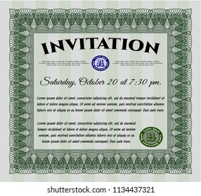 Green Retro invitation. Customizable, Easy to edit and change colors. Easy to print. Artistry design. 
