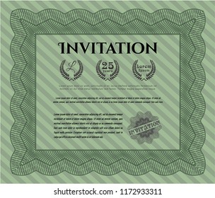 Green Retro invitation. Customizable, Easy to edit and change colors. Easy to print. Good design. 