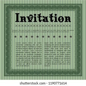 Green Retro invitation. Customizable, Easy to edit and change colors. Easy to print. Cordial design. 