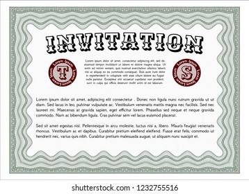 Green Retro invitation. Customizable, Easy to edit and change colors. Printer friendly. Elegant design. 