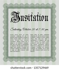Green Retro invitation. Customizable, Easy to edit and change colors. With linear background. Superior design. 