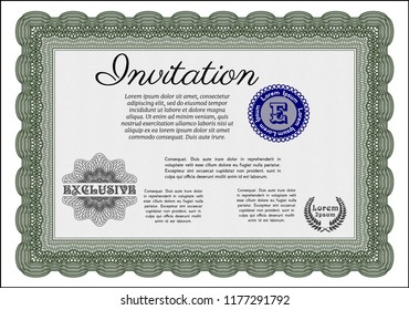 Green Retro invitation. Retro design. Customizable, Easy to edit and change colors. Printer friendly. 