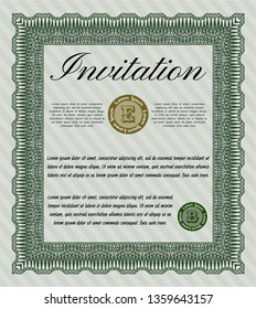 Green Retro invitation. Retro design. Customizable, Easy to edit and change colors. Easy to print. 