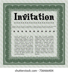 Green Retro invitation. Retro design. Detailed. Easy to print. 