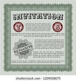 Green Retro invitation. Detailed. Printer friendly. Nice design. 
