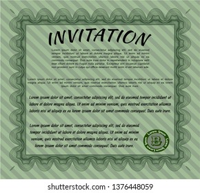 Green Retro invitation. Easy to print. Excellent design. Customizable, Easy to edit and change colors. 