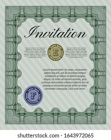 Invitación de Green Retro. Fácil de imprimir. Detallado. Diseño moderno. 