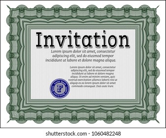 Green Retro invitation. Excellent design. Detailed. With quality background. 