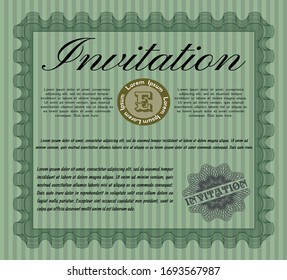 Green Retro invitation. With great quality guilloche pattern. Excellent design. Detailed. 