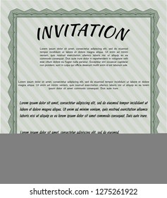 Green Retro invitation. With linear background. Vector illustration. Good design. 