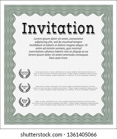 Green Retro invitation. With linear background. Cordial design. Customizable, Easy to edit and change colors. 