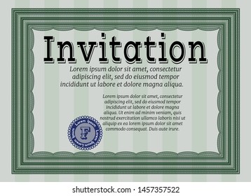 Green Retro invitation. With linear background. Customizable, Easy to edit and change colors. Good design. 