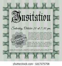 Green Retro invitation. With linear background. Customizable, Easy to edit and change colors. Retro design. 
