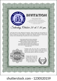 Green Retro invitation. Money design. Easy to print. Vector illustration. 